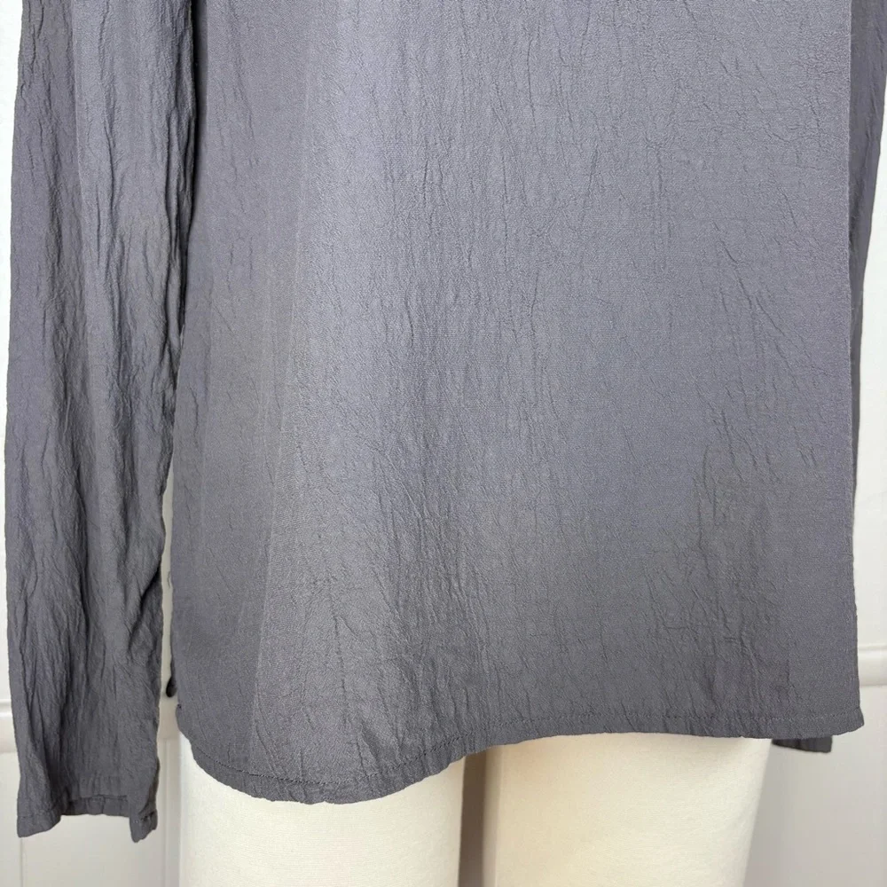 Cut Loose Pullover Top Size S Gray Lightweight Lagenlook Minimalist Crinkle Flow - Picture 4 of 15